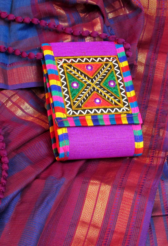 Purple Kutch Embroidered Handmade Sling Bag